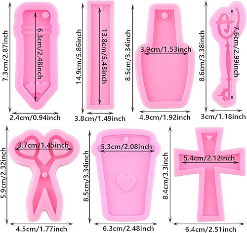 Miniatura 2 de Moldes de silicona para lápices, llavero para hacer joyas, molde de arcilla polimérica, molde rectangular de resina para tazas de café, moldes de