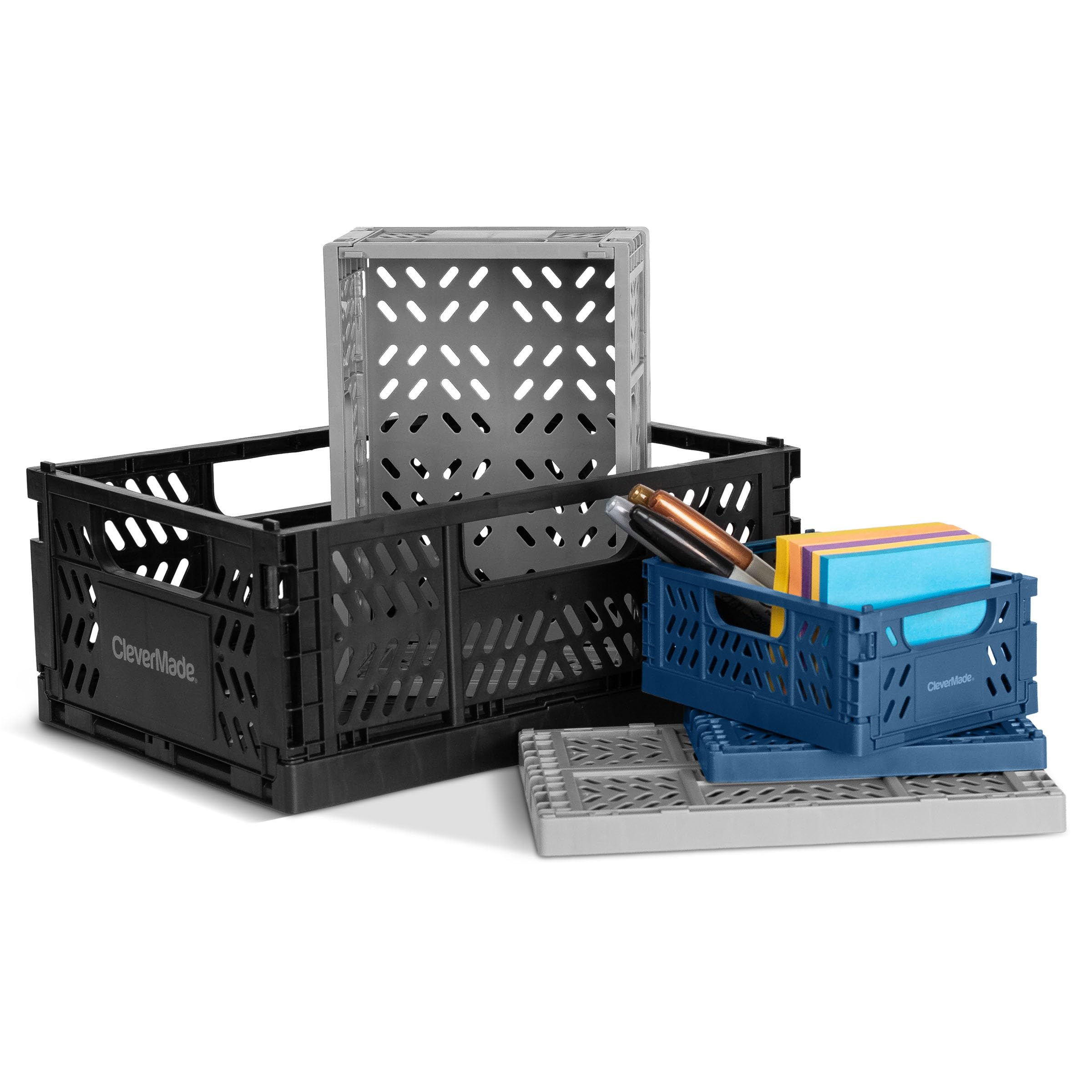 Amazon.com: CleverMade Collapsible Mini Crates, 6-Pack Space