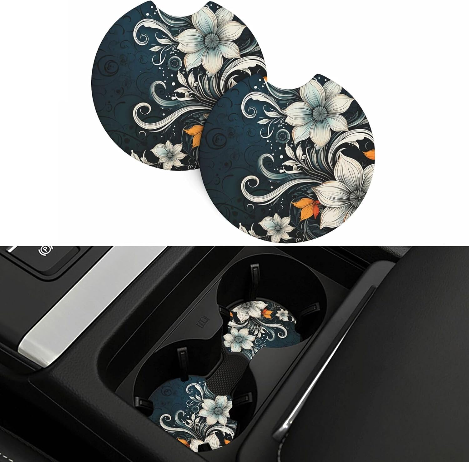 Car Coasters 2 Pack Neoprene Waterproof Anti-Slip Cup Holder Coasters image 2