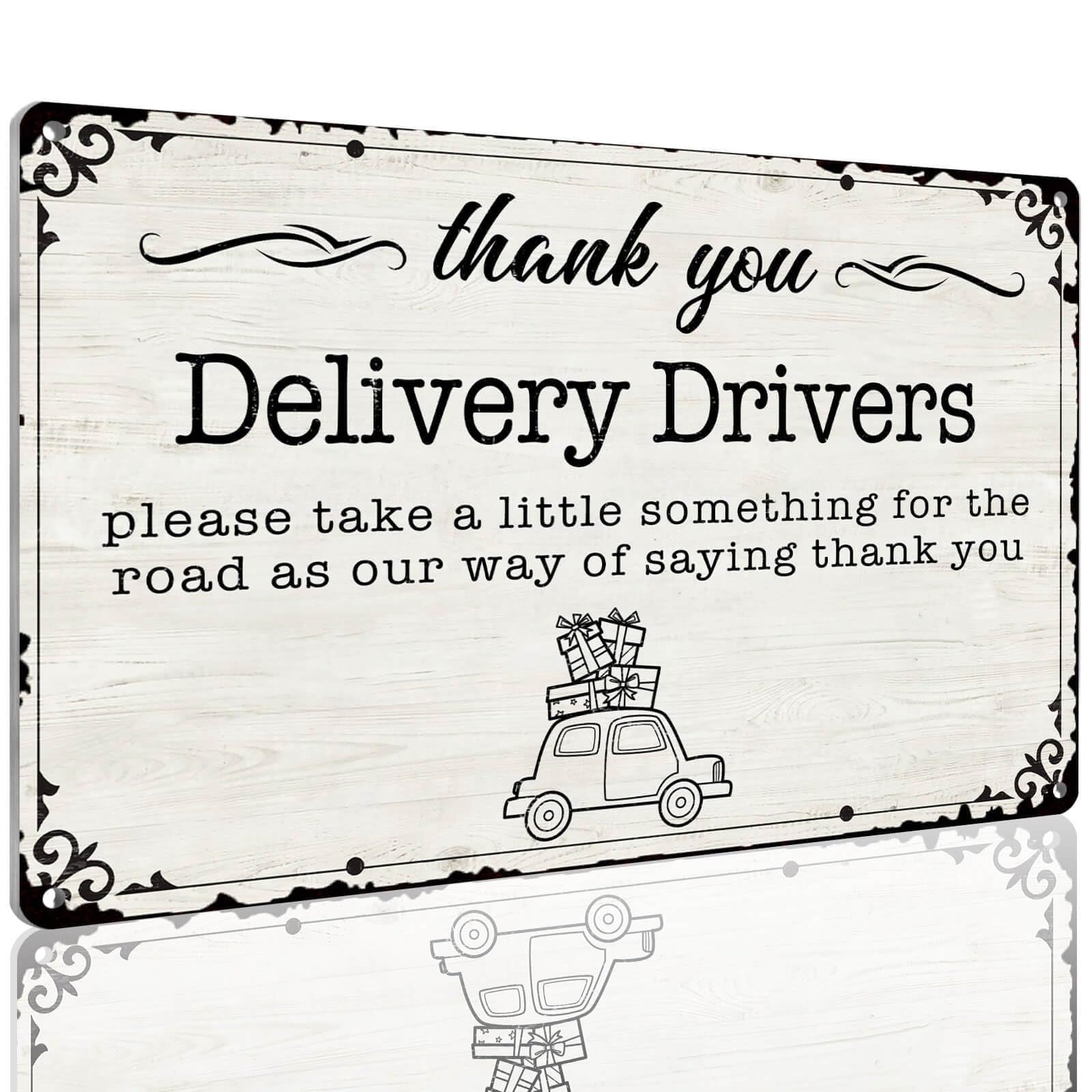 FNYUVNFAF Vintage Sign For Delivery Drivers Snack Station Metal Outdoor Porch Decor Front Door Hanging Sign Rustic 8 X 12 inch