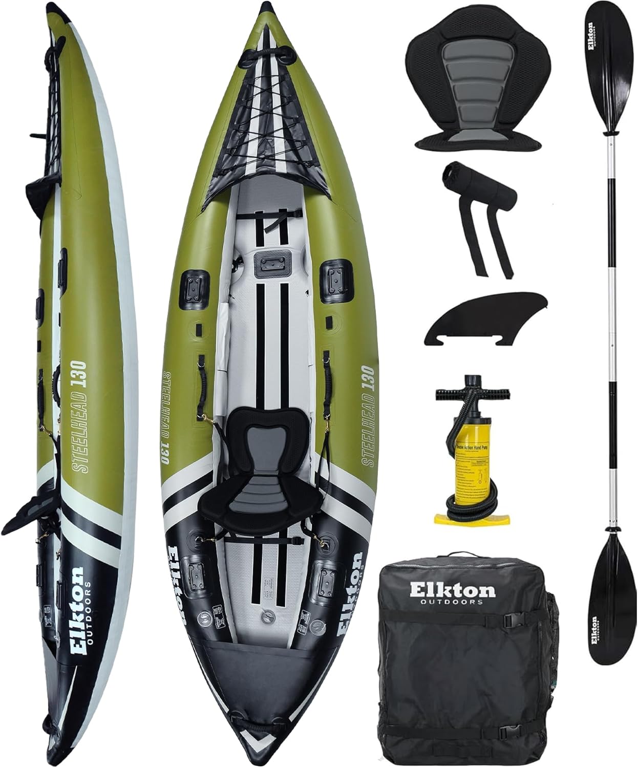 Elkton Outdoors Steelhead Inflatable Fishing Kayak Boat