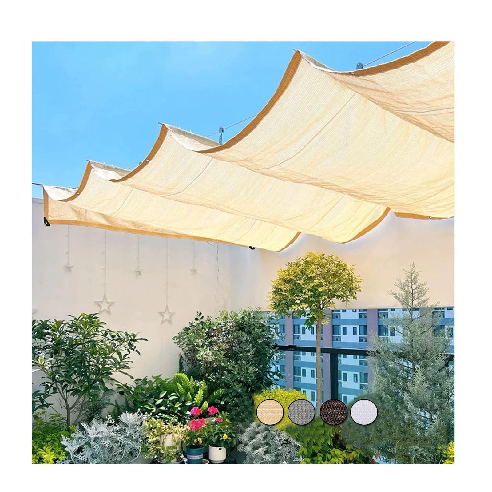KLGFBDC Retractable Wave Shade Sail - Breathable Anti-UV 90% Sun Cover with Mounting Kit Outdoor Shade Net 1.1m x 12m (3.6ft x 39.37ft) for Superior Sun Protection