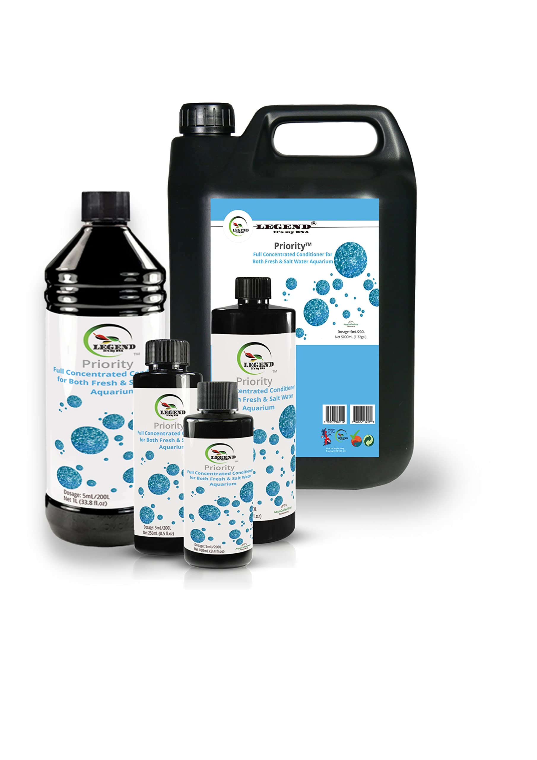 Legend Priority Après-shampoing anti-chlore pour aquarium 100 ml, 250 ml, 5000 ml, 1000 ml