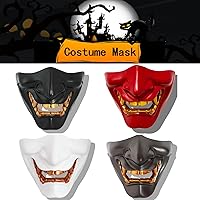 Vista 6 de VPZenar Samurai Oni - Máscara de media cara para cosplay, fiesta, disfraces de Halloween