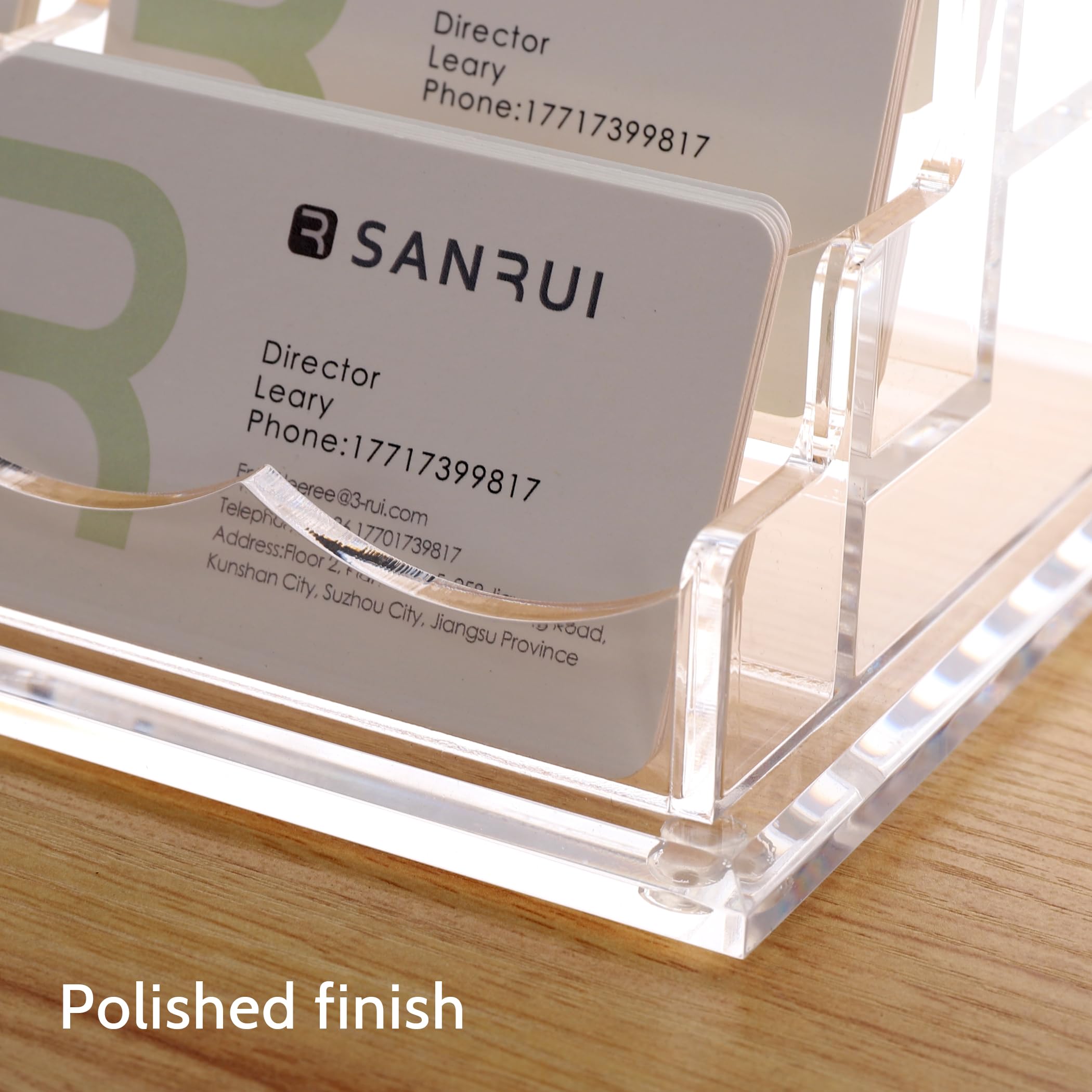 SANRUI Porte-cartes de visite pour bureau, bureau - 12 emplacements - 4 niveaux - En acrylique transparent - Peut contenir environ 600 cartes (12 compartiments de hauteur)