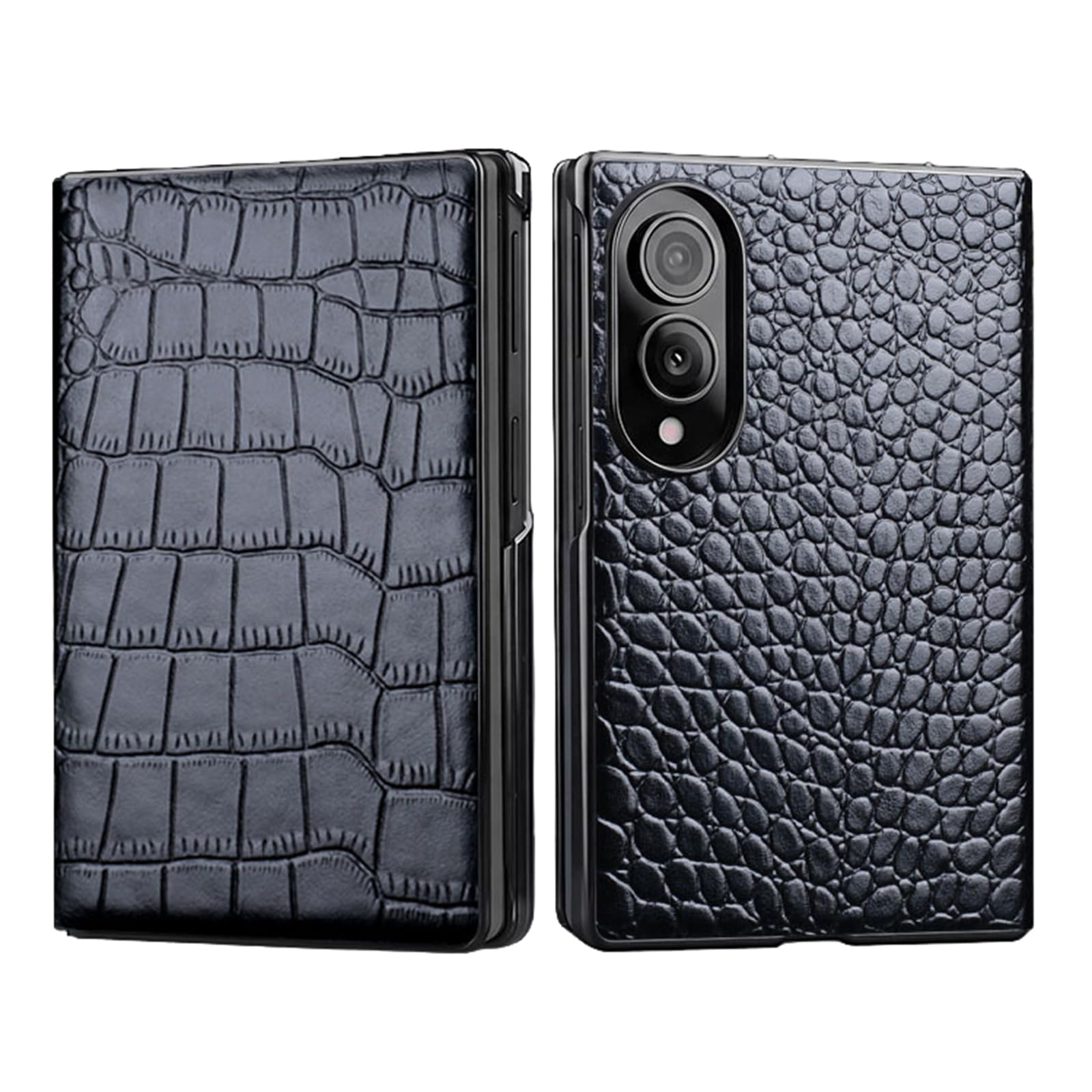 Prawdziwa skóra etui do Samsung Galaxy Z Fold 8, wzór krokodyla z klapką
