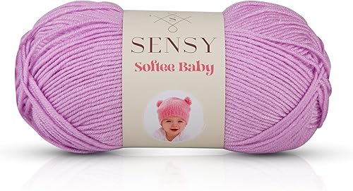 Sensy Softee - Ovillo de lana para bebé, 3.5 onzas, 275 yardas, calibre 3 claro (lila)