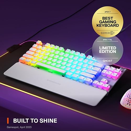 Miniatura 2 de SteelSeries Apex 7 TKL Teclado mecánico compacto para juegos  Pantalla inteligente OLED  Contraseña USB y controles multimedia  táctil y silencioso