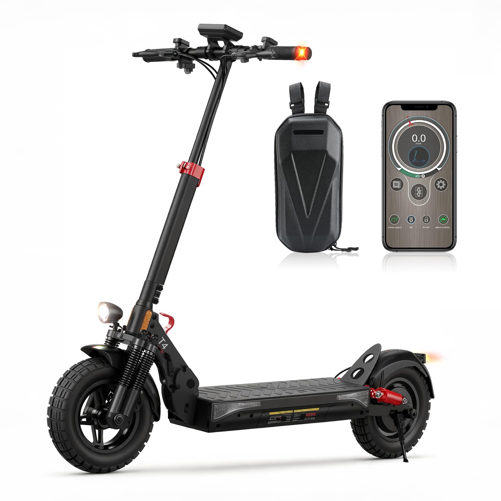 E Scooter mit Straßenzulassung mit Max 70/30KM Reichweite,10/8.5 Zoll Elektroroller mit Komfortable Stoßdämpfer,Faltbarer E Roller Belastung Doppelbremse LED-Licht,APP-Verbindung