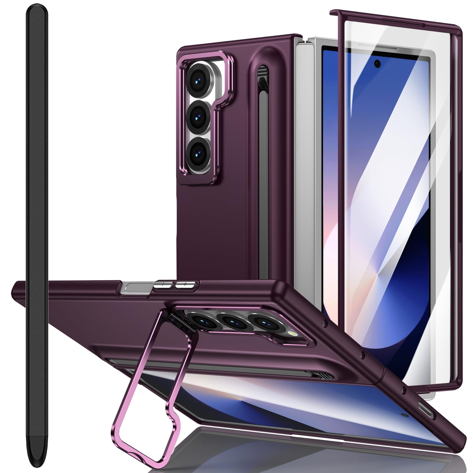 Coque Galaxy Z Fold5 avec stylet inclus et protection écran intégrée rouge