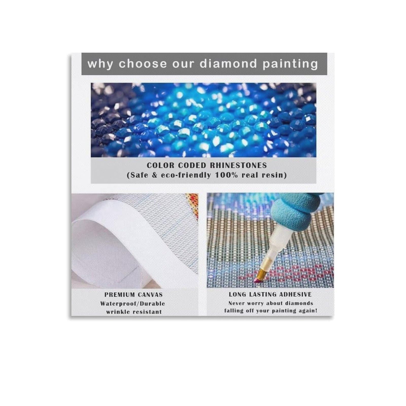 5D DIY Diamant Peinture Kits Tracteur Complet Strass Pour Adultes Diamond Painting Point Croix Broderie Mosaïque Toile Peinture Pour Maison Salon Mural Décor Artisanat Cadeau 60x80cm/24x32in C8995