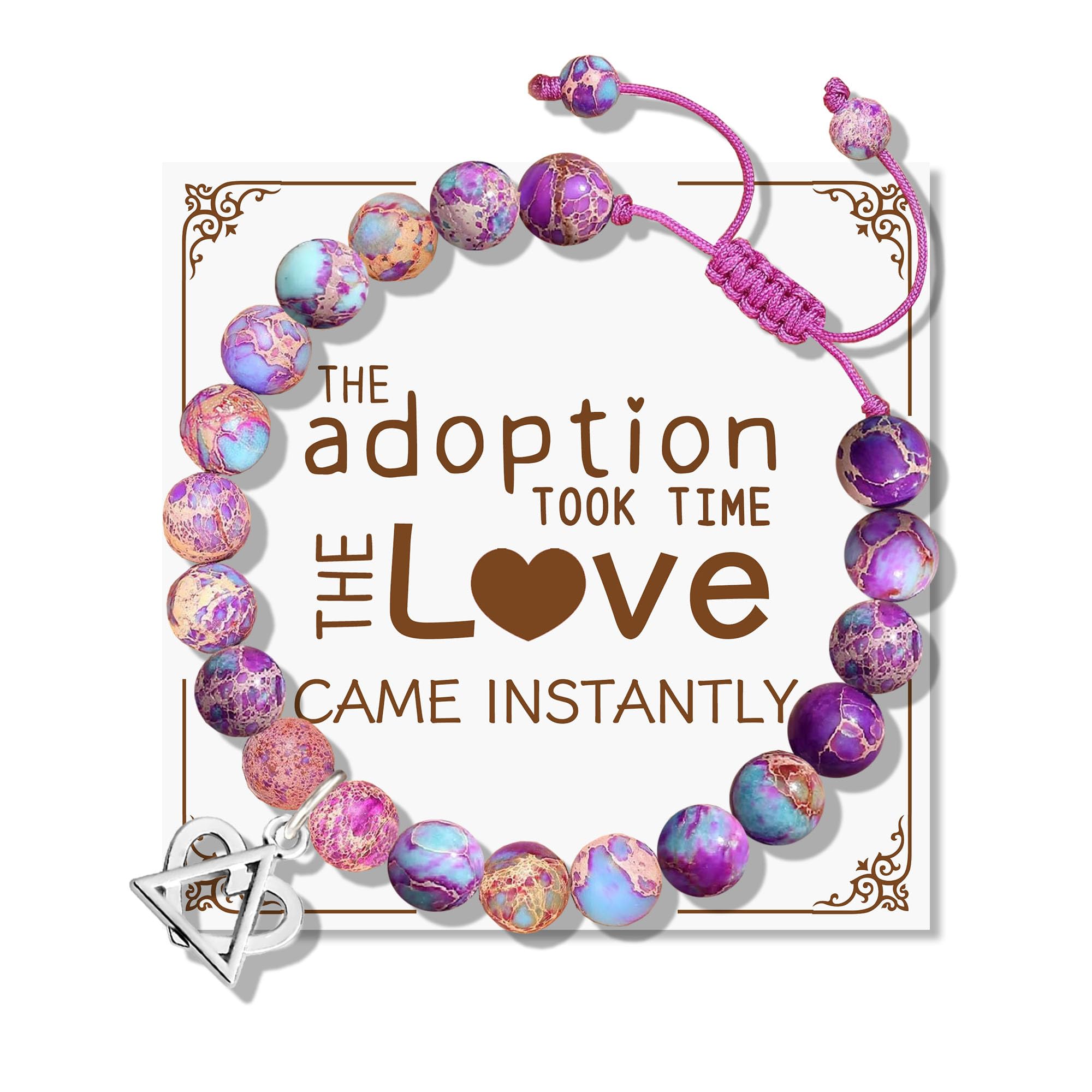LZ EMOTION Natural Stone Adoption Bracelet Adoption Jewelry with Adoption Symbol Adoption Day Gifts for Adoptive Parents Gotcha Day Gift, Thank You Gifts