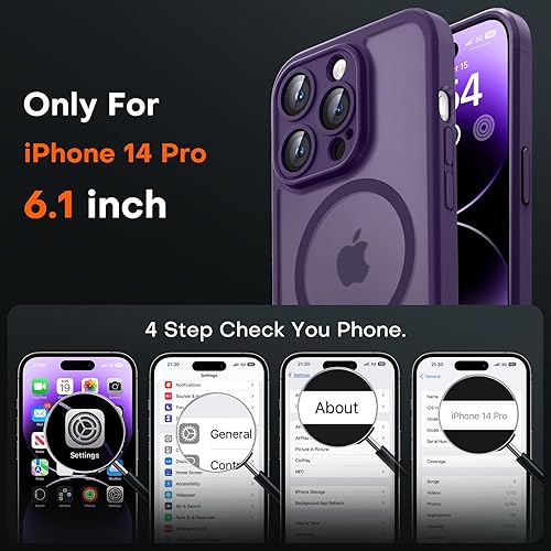 Miniatura 2 de TOCOL Funda magnética para iPhone 14 Pro, protección completa mejorada de la cámara, compatible con Magsafe, protección contra caídas, funda