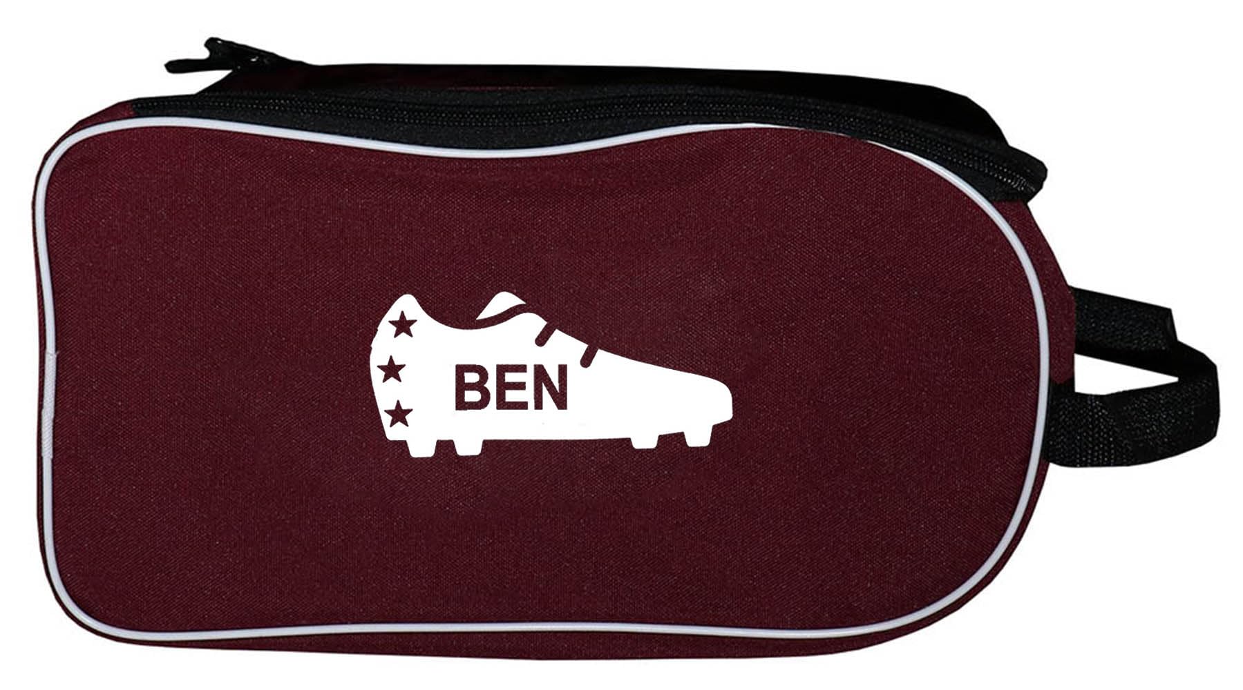 Personalized SPORT Football Boot Bag,Shoes bag, School, Sports, PE (Maroon_with_Name_Boots)