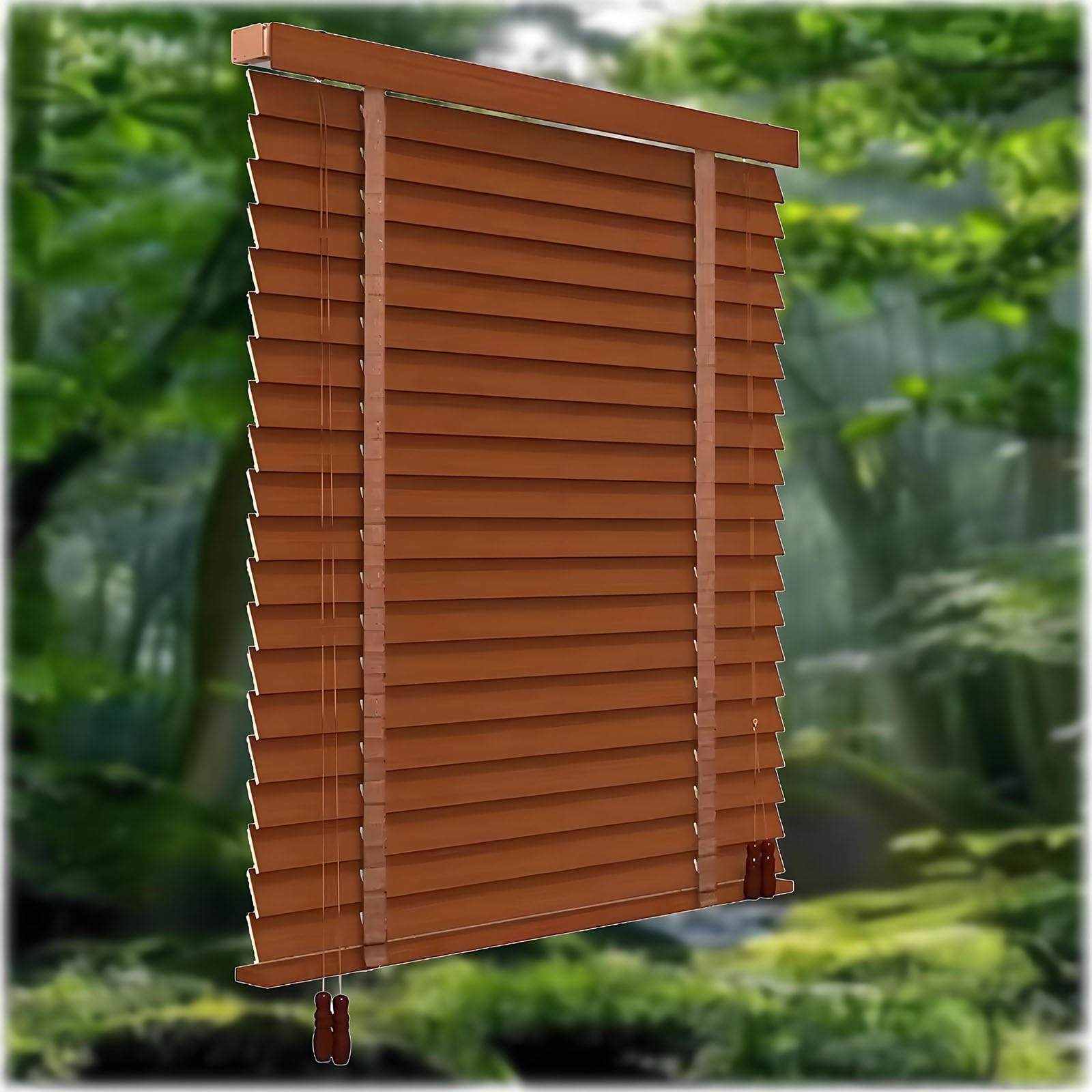 2 inch Cordless Solid Wood Blinds for Home Wide 14" 16" 18" 20" 22" 34" 46" 48" 50" 52" 54" 66" 78" 80" Faux Wood Window Privacy Shades Venetian