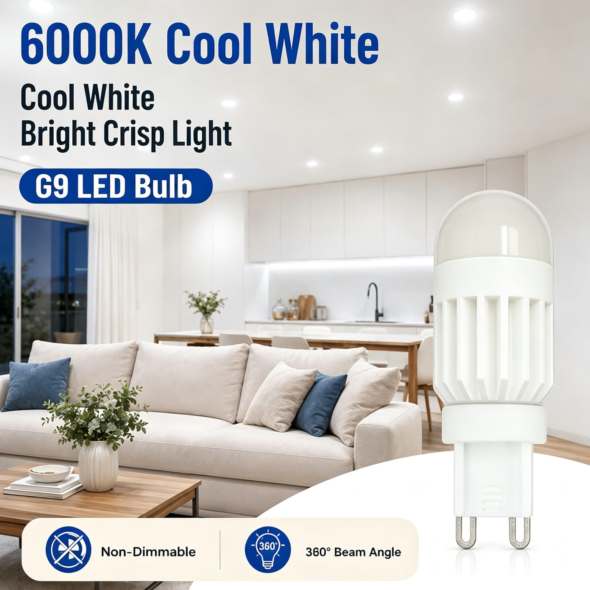 Lampade LED G9 Dimmerabili 3W Equivalente 18W Alogene,Bianco Freddo 6000K,Ra≥80,Lunga Durata,Risparmio,Lampadario Applique Corridoio Luce Interna,Confezione Da 5