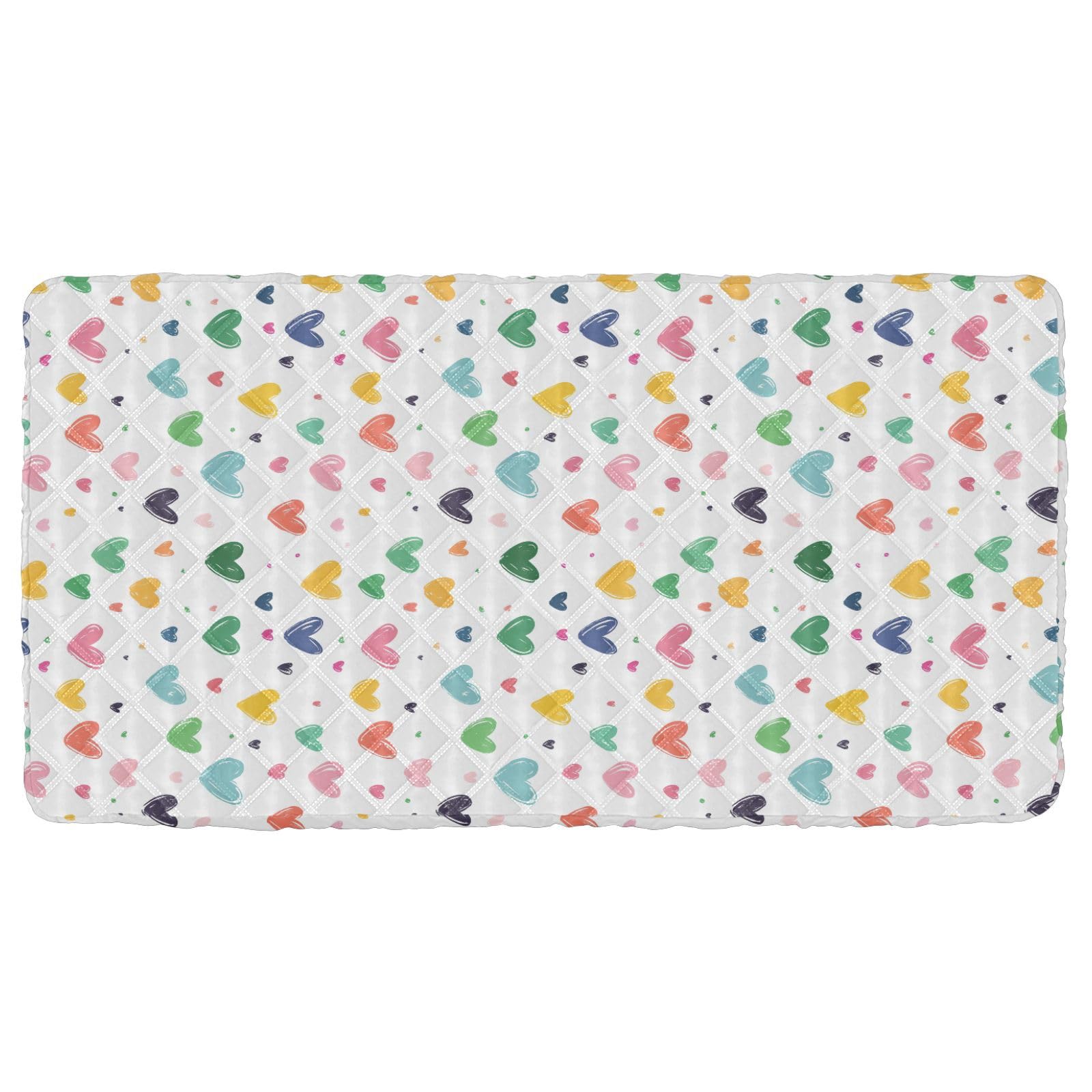 Colorful Love Hearts Toddler Air Mattress Sheet Washable Cot Sheet for Cot Portable Toddler for Children Beach Cot 50'' x 25'' (Sheet,Bed Not Included)