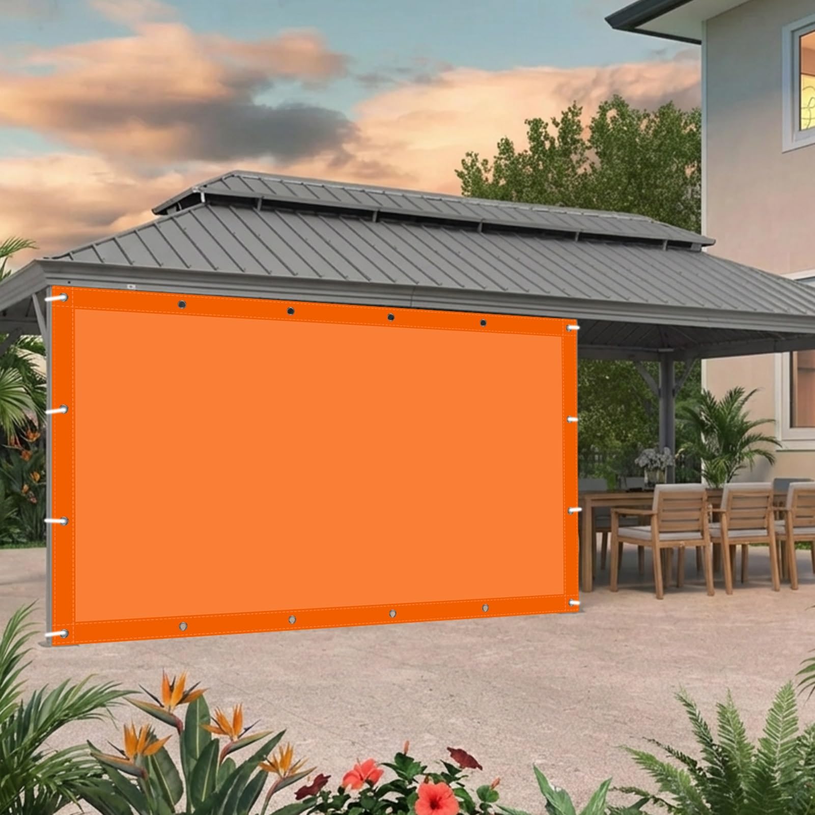Voile d'ombrage orange 130x700 cm imperméable pour terrasse et piscine