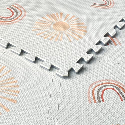 Miniatura 2 de Simple Kid Co. Tapete de juego para bebés, niños pequeños y bebés, seis azulejos entrelazados hechos con espuma EVA suave no tóxica, 4 x 6 pies