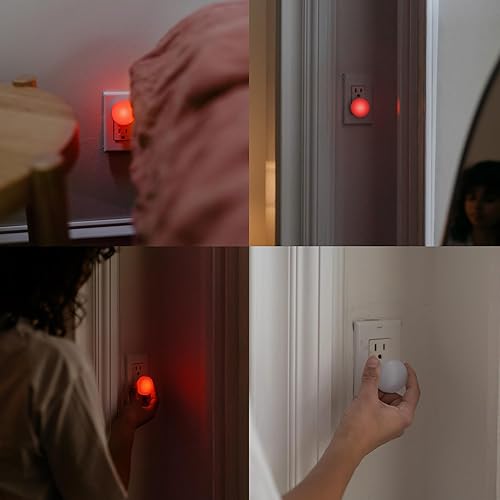 Miniatura 6 de Loftie Luces nocturnas enchufables a la pared, luz nocturna enchufable de 0.5 W, brillo rojo, luz de pared que detecta el atardecer al amanecer,