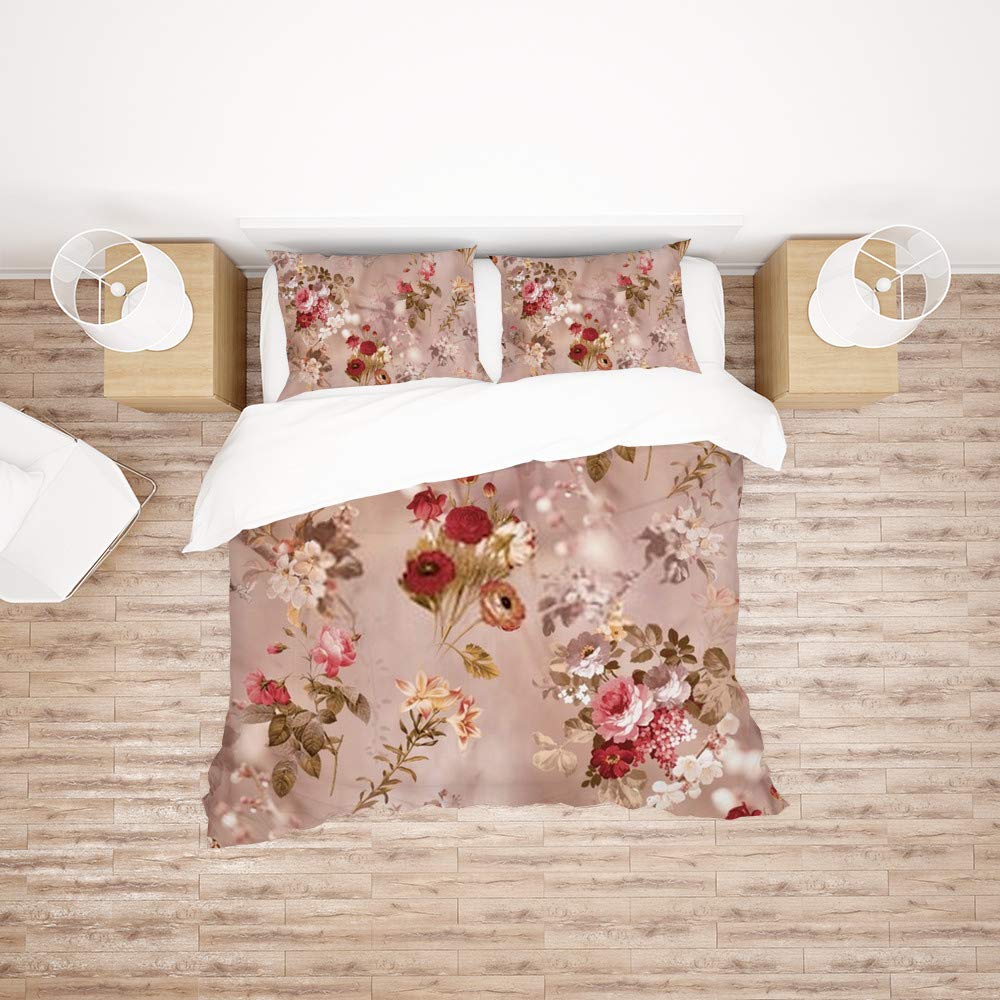 Parure de lit motif floral King anti-plis pour un lit toujours impeccable