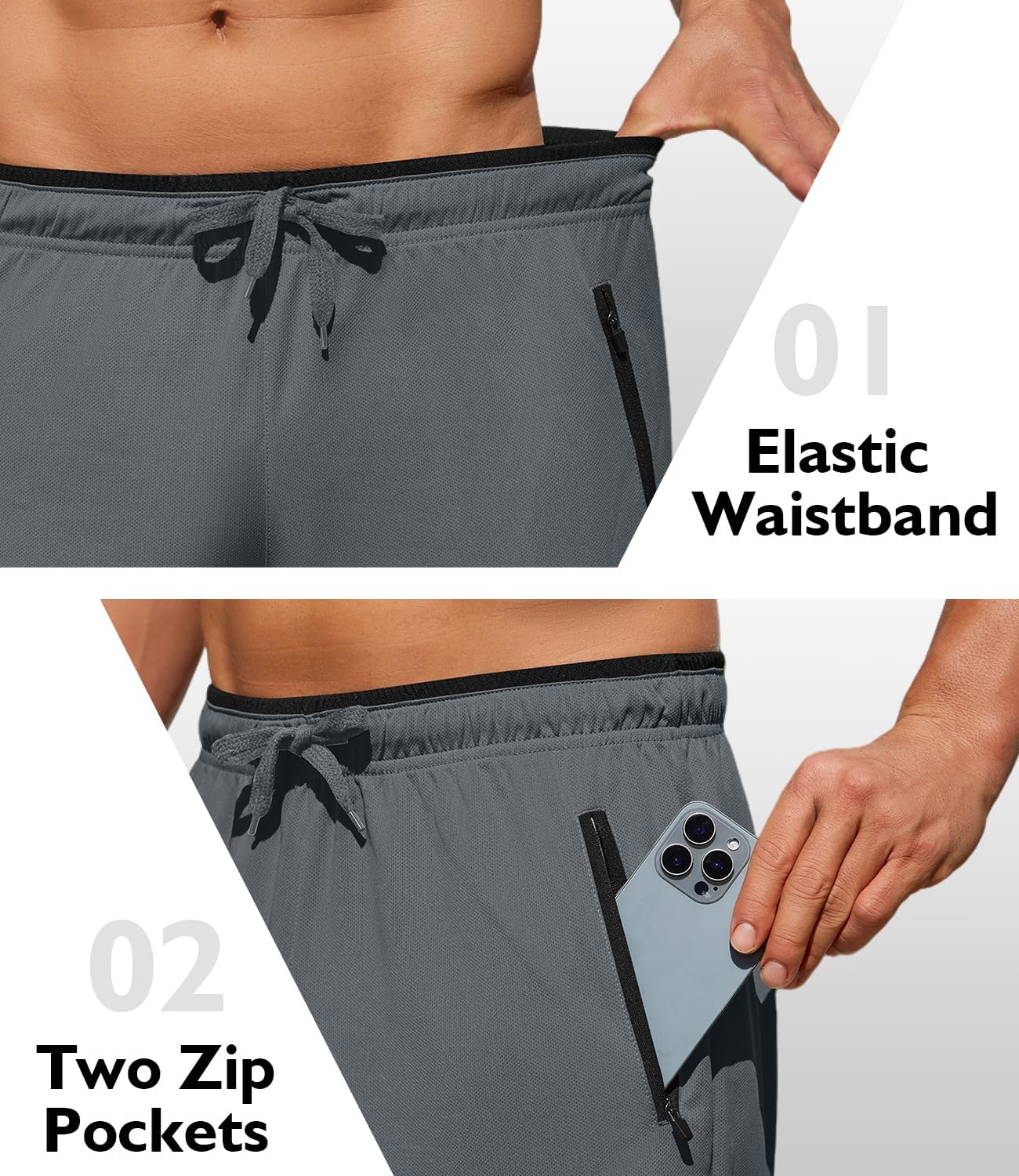 PINSPARK Men's Athletic Running Shorts 7" Mesh Quick Dry Workout Shorts with Zipper Pockets Lightweight Gym Shorts - Image 4