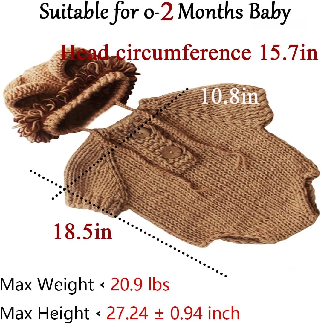 M&G House Newborn Photography Outfits Baby Crochet Knitted Photoshoot Props Animal Costume Set - Image 9