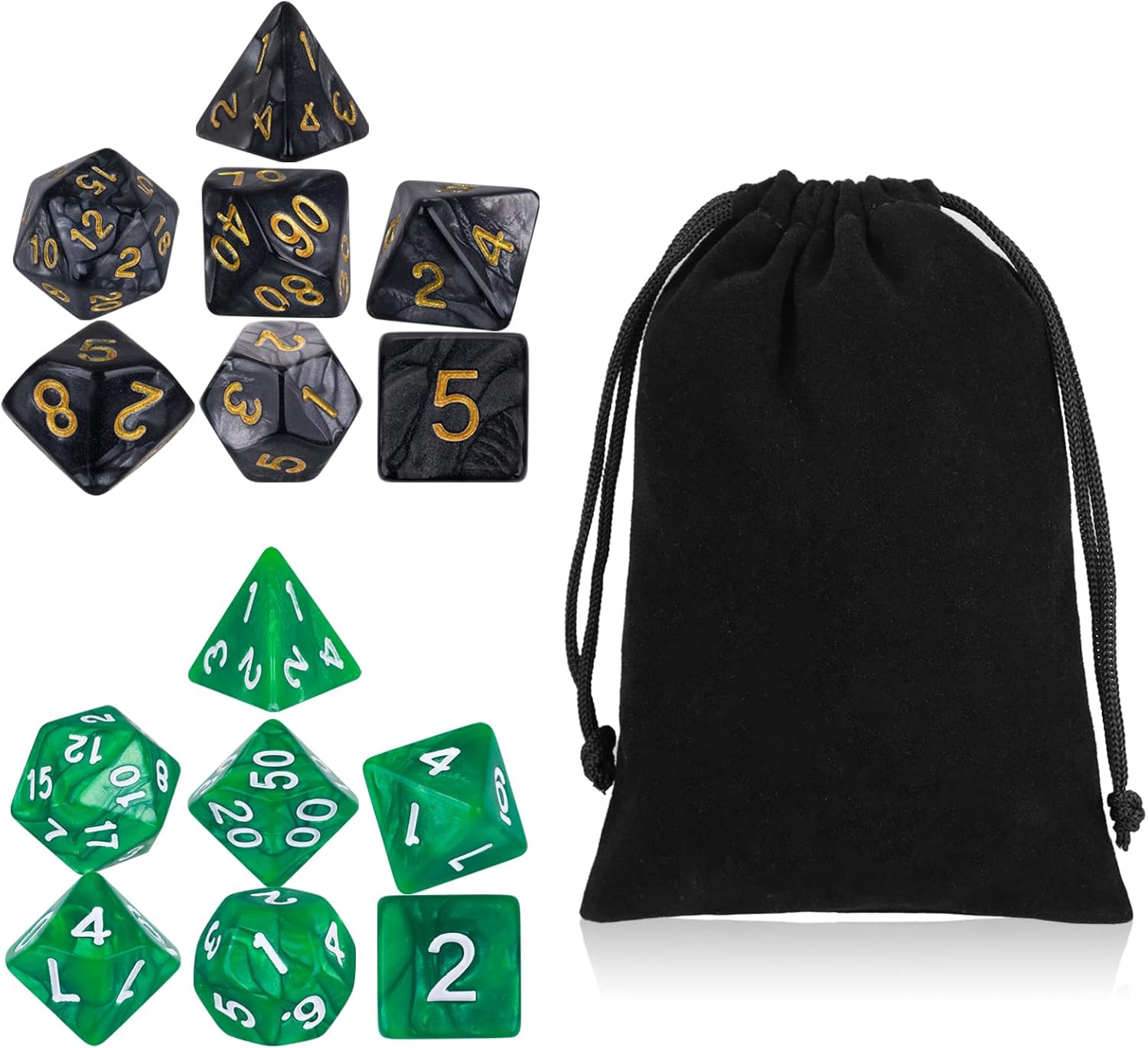 Grevosea 2 Set DND Dice, 14 Pieces Polyhedral Dice Set Table Game Dice