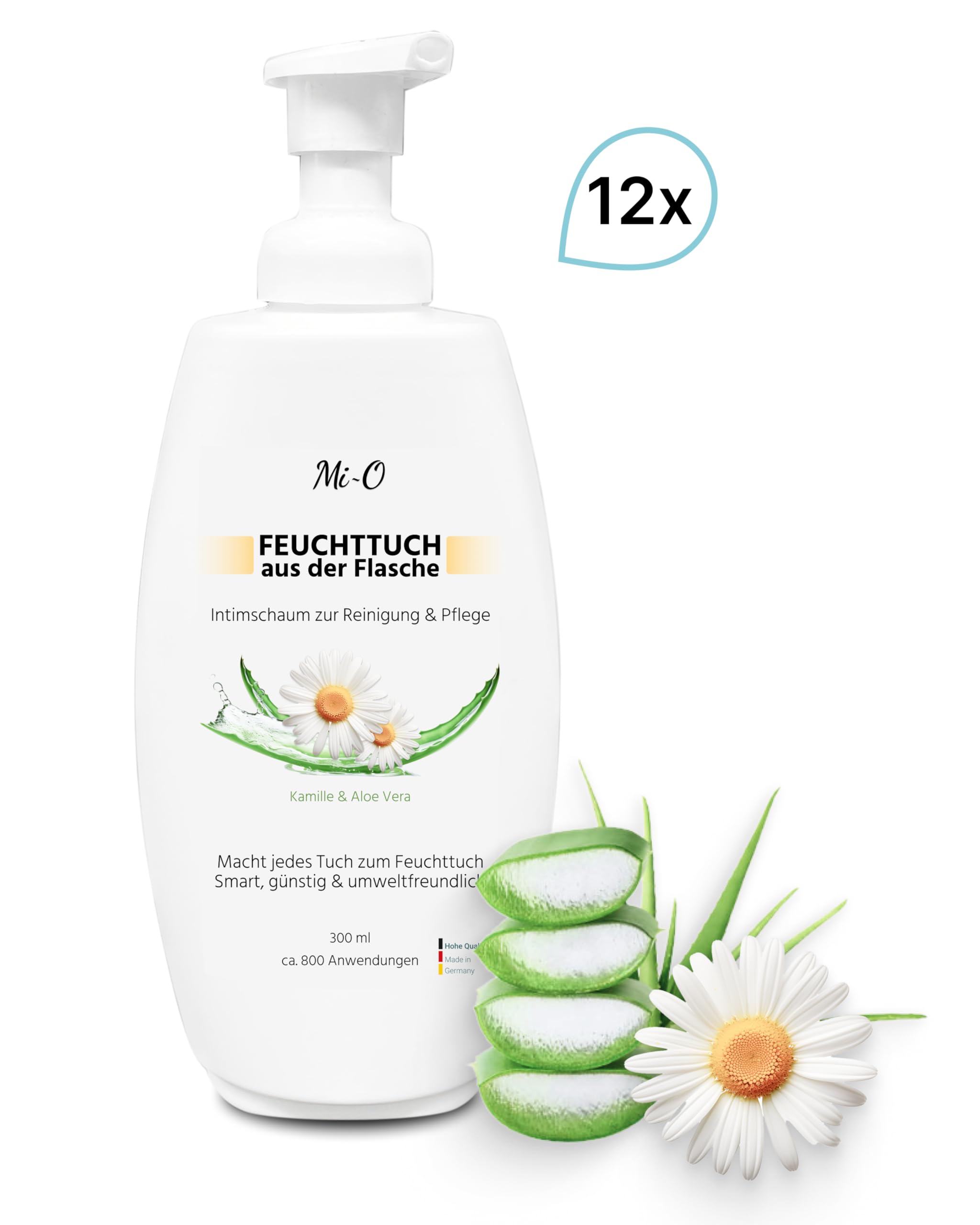 Foam Care Intimpflegeschaum 12x300 ml, 9600 Anwendungen | Intim-Pflegeschaum mit Aloe Vera, frei von Duftstoffen, für ca. 9.600 Anwendungen im Mini Fix System