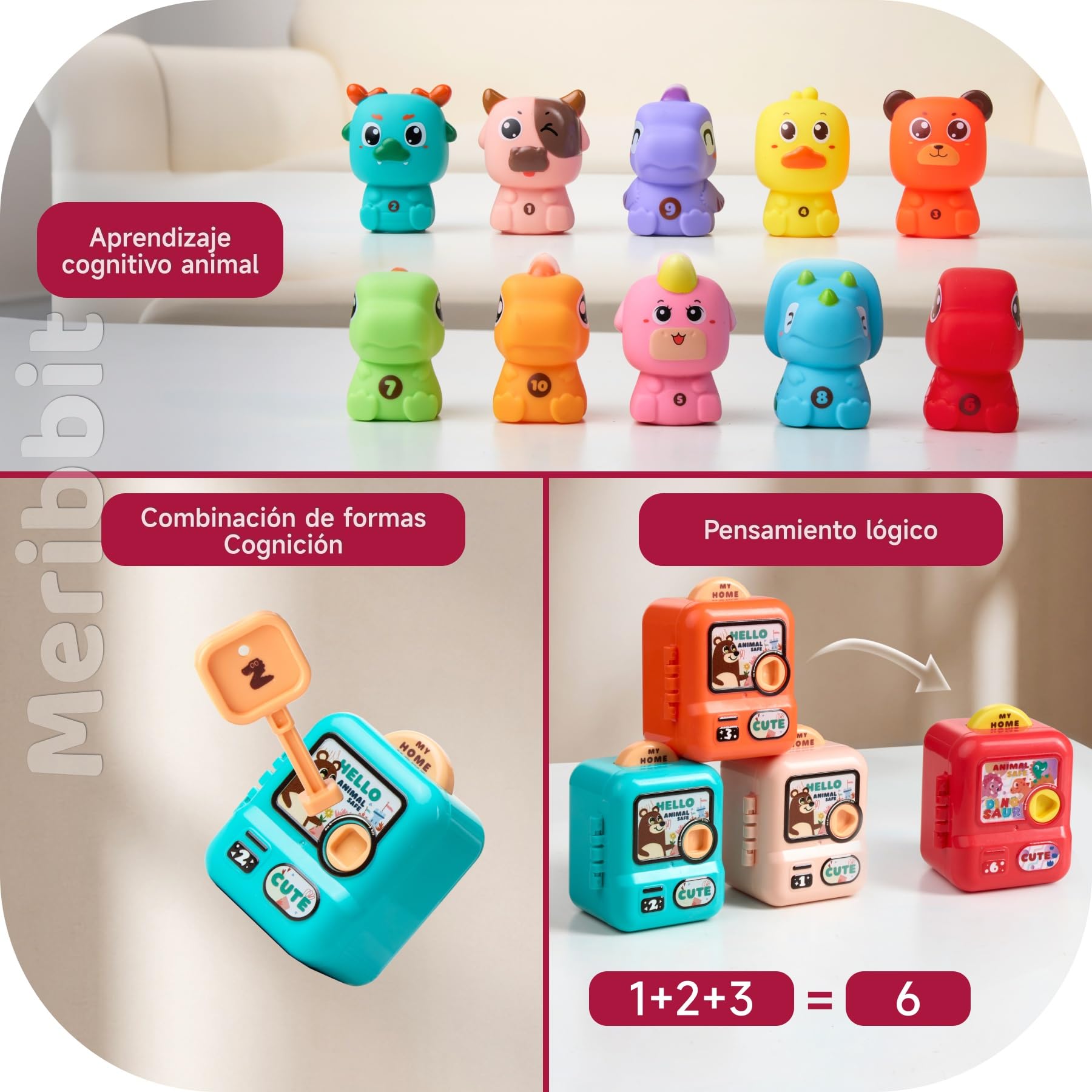 Tren de Aprendizaje Montessori - Juguete Educativo con 5 Cerraduras y Animales para Niños 2 3 4 Años, Juego de Motricidad Fina y Colores