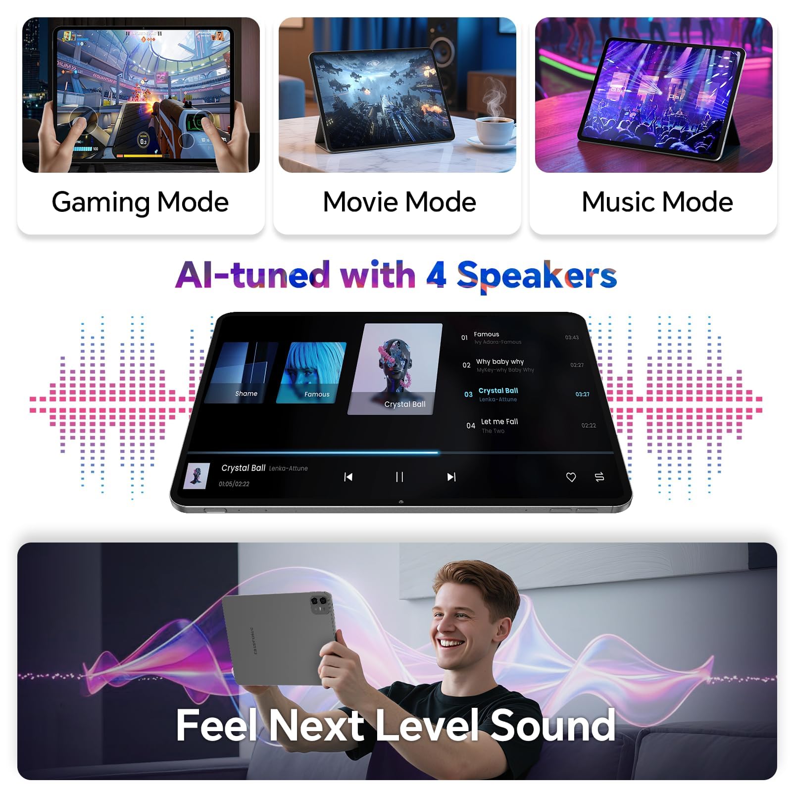 TECLAST Tablet Artpad Air 11 Pollici Android 15, Helio G99 Octa-Core Gaming Tablet 20GB RAM 128GB ROM(1TB TF), Dual SIM LTE, 8000mAh, Widevine L1, GPS/GMS, USBC Anschluss,Tabletpc con Penna