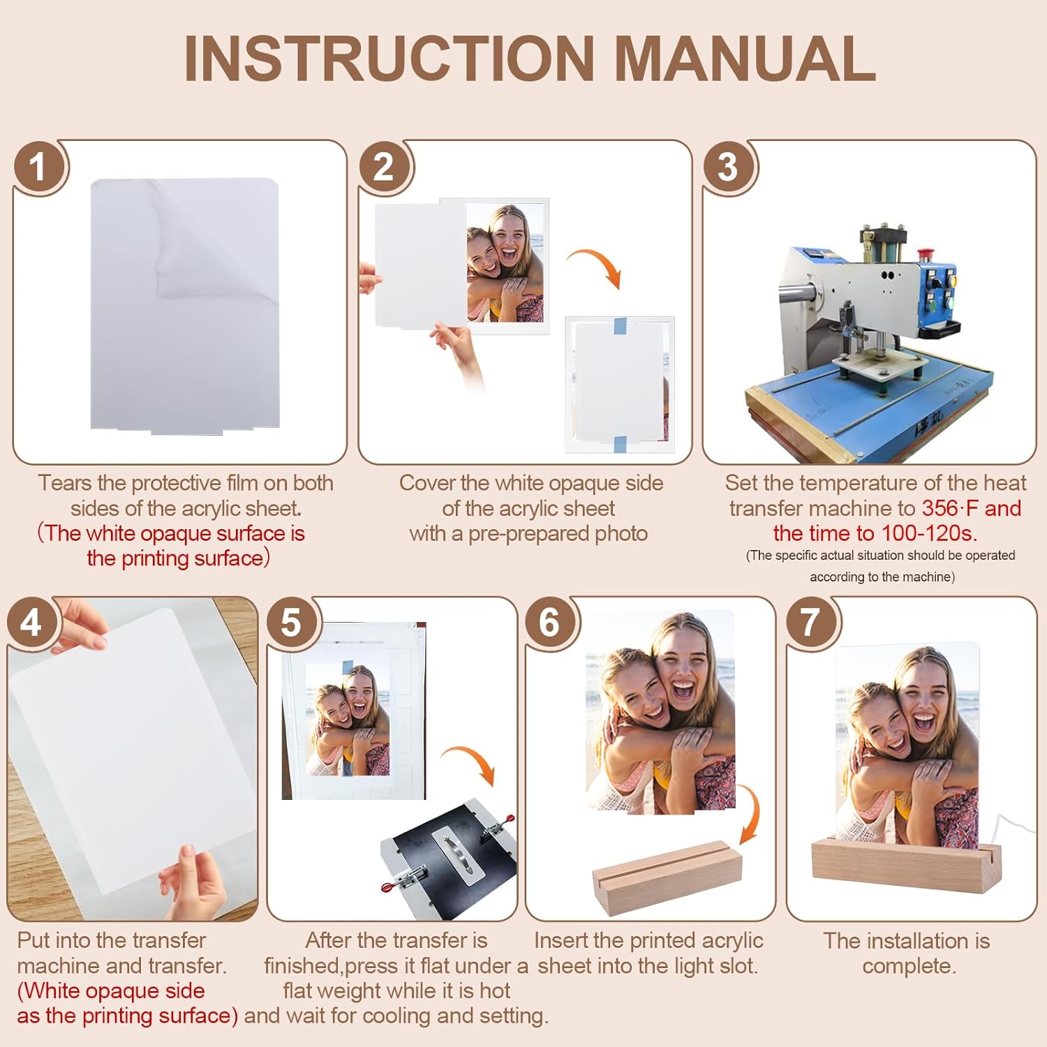 Ahniiqo 6 Packs of 6" x 8" Acrylic Sublimation Blanks Photos, Sublimation Acrylic Printing Heat Press