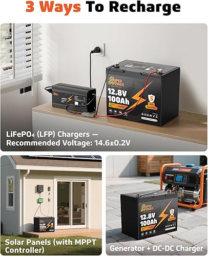 Miniatura 6 de Batería de litio LiFePO4 de 12 V 100 Ah - BCI Group 24, batería de ciclo profundo RV LiFePO4 con protección a baja temperatura, 100 A BMS, 1280 Wh,