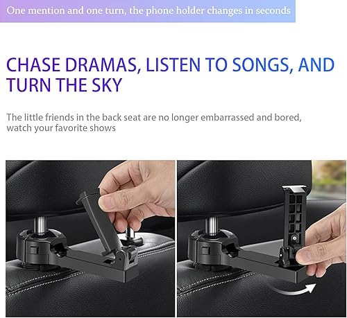 Miniatura 4 de BELOMI Gancho para reposacabezas de automóvil con soporte para teléfono paquete de 2 ganchos para asiento trasero 2 en 1 ganchos de rotación de 360