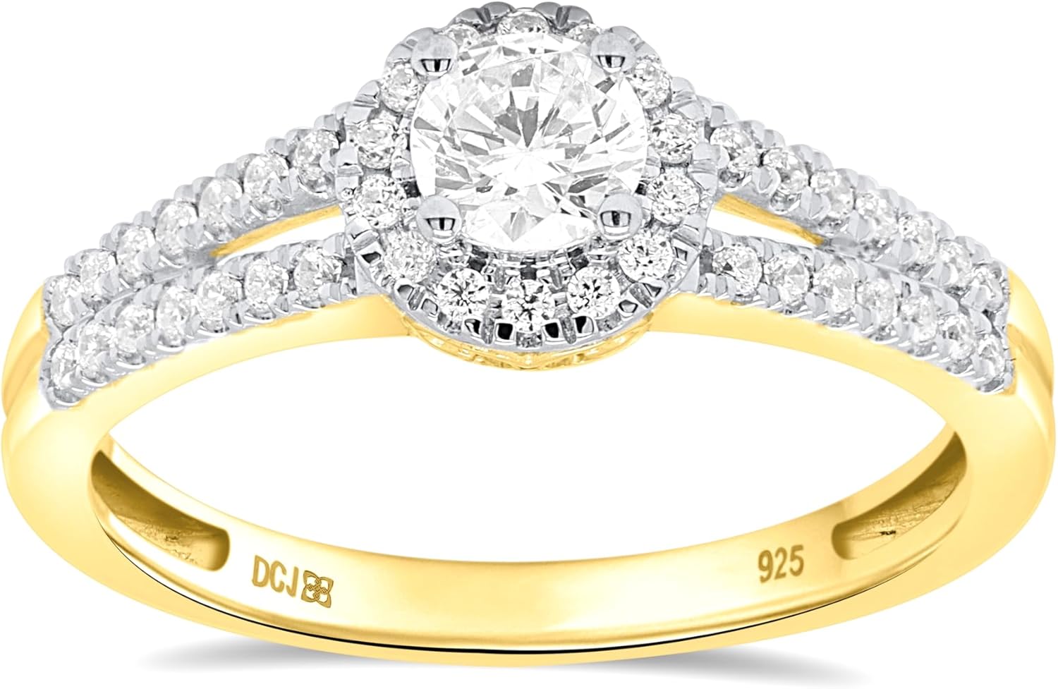 IGI Certified Lab Grown Diamond Engagement Ring 1/2 CTTW (F-G Color, VS2-SI1 Clarity) Sterling Silver or 14K Yellow Gold Plated Silver
