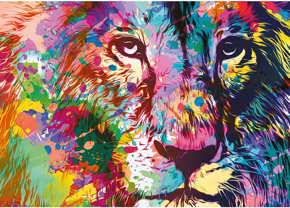 Trefl Colorful Lion 1000 Piece Jigsaw Puzzle Red 27"x19" Print, DIY Puzzle, Creative Fun, Classic Jigsaw for Adults and Children from 14 Years Old