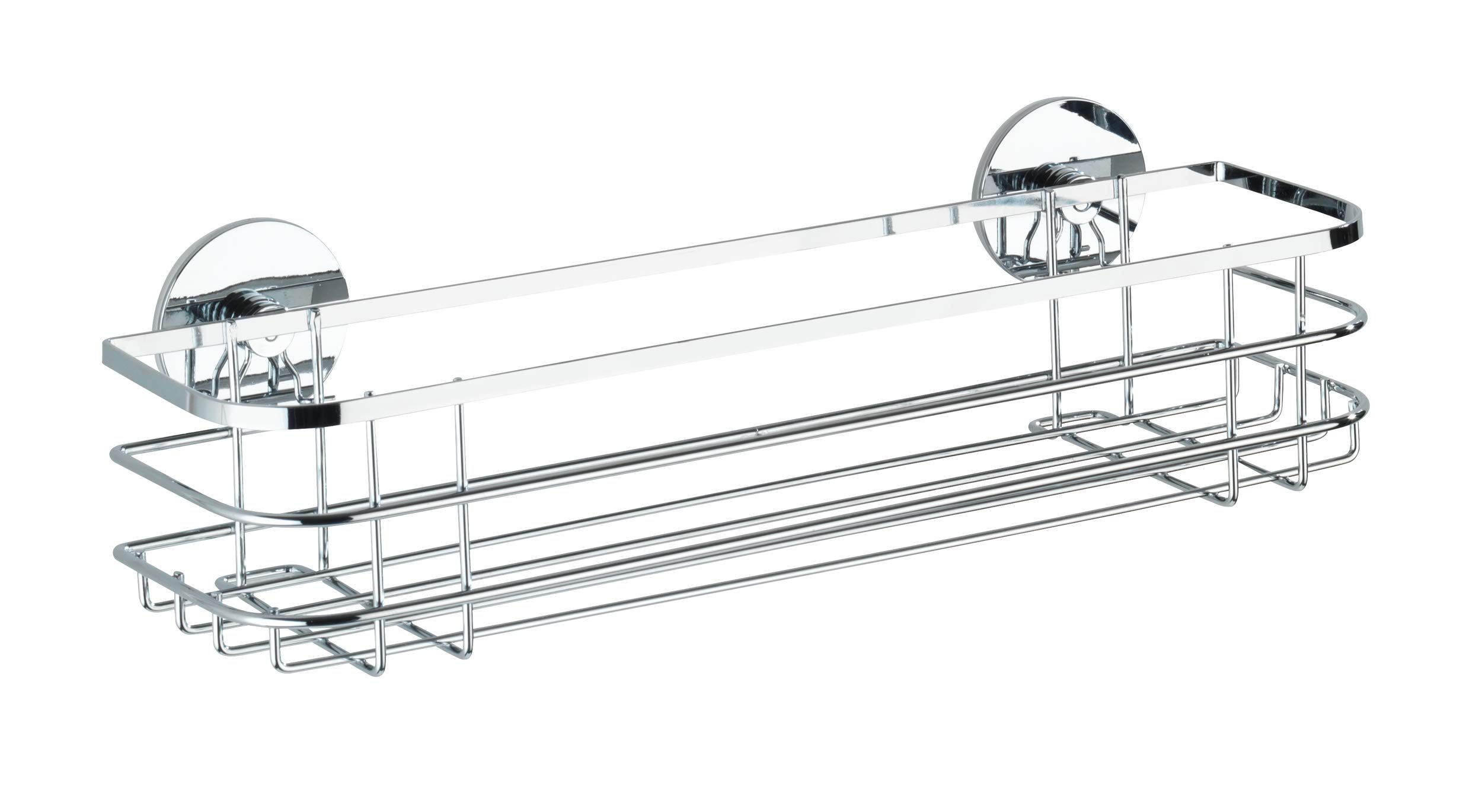 Wenko Turbo-Loc maxicesta Acero INOX - Fijar sin taladrar, Acero Inoxidable, 38 x 10.5 x 11 cm, Brillante