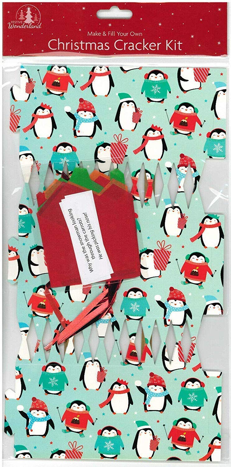 Festive Wonderland Multicolor Make And Fill Your Own Festive Seasonal Christmas Party Cracker Craft Kit (Penguin)