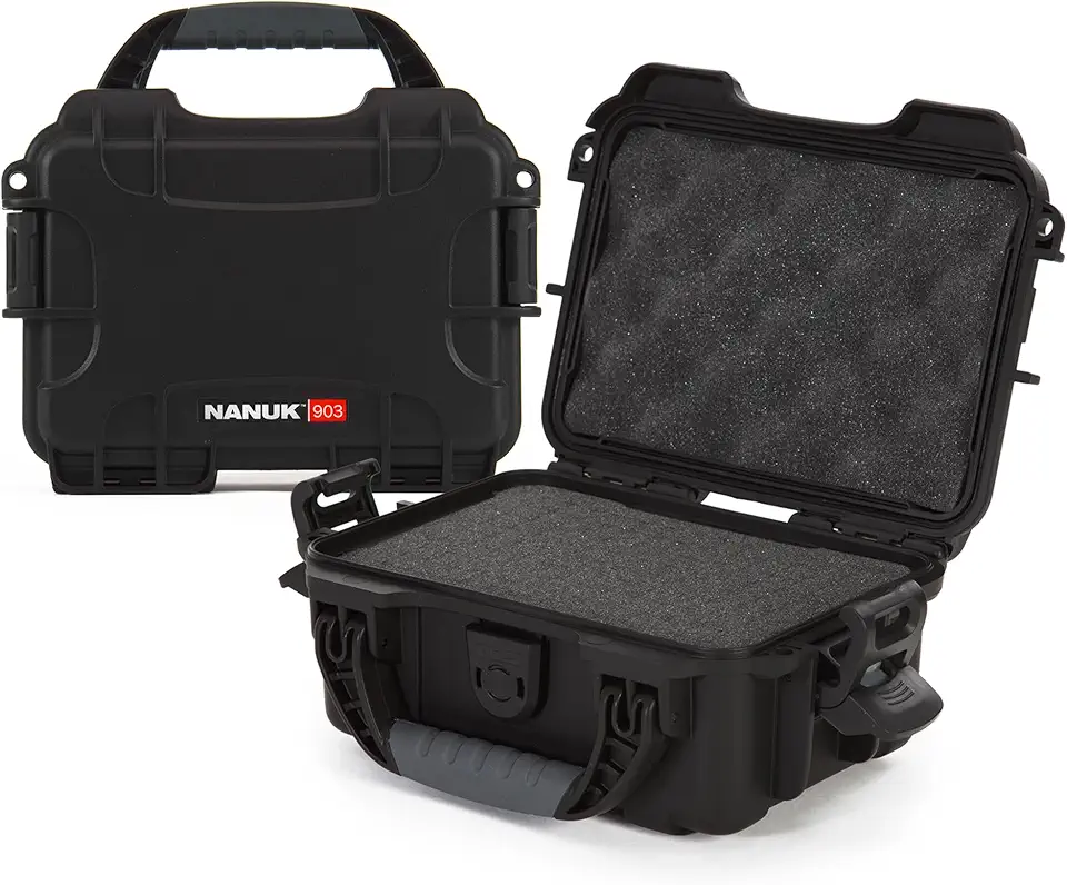 Nanuk 903 Capa rígida pequena à prova d'água com inserção de espuma 23 cm x 17 cm x 9,7 cm - preta