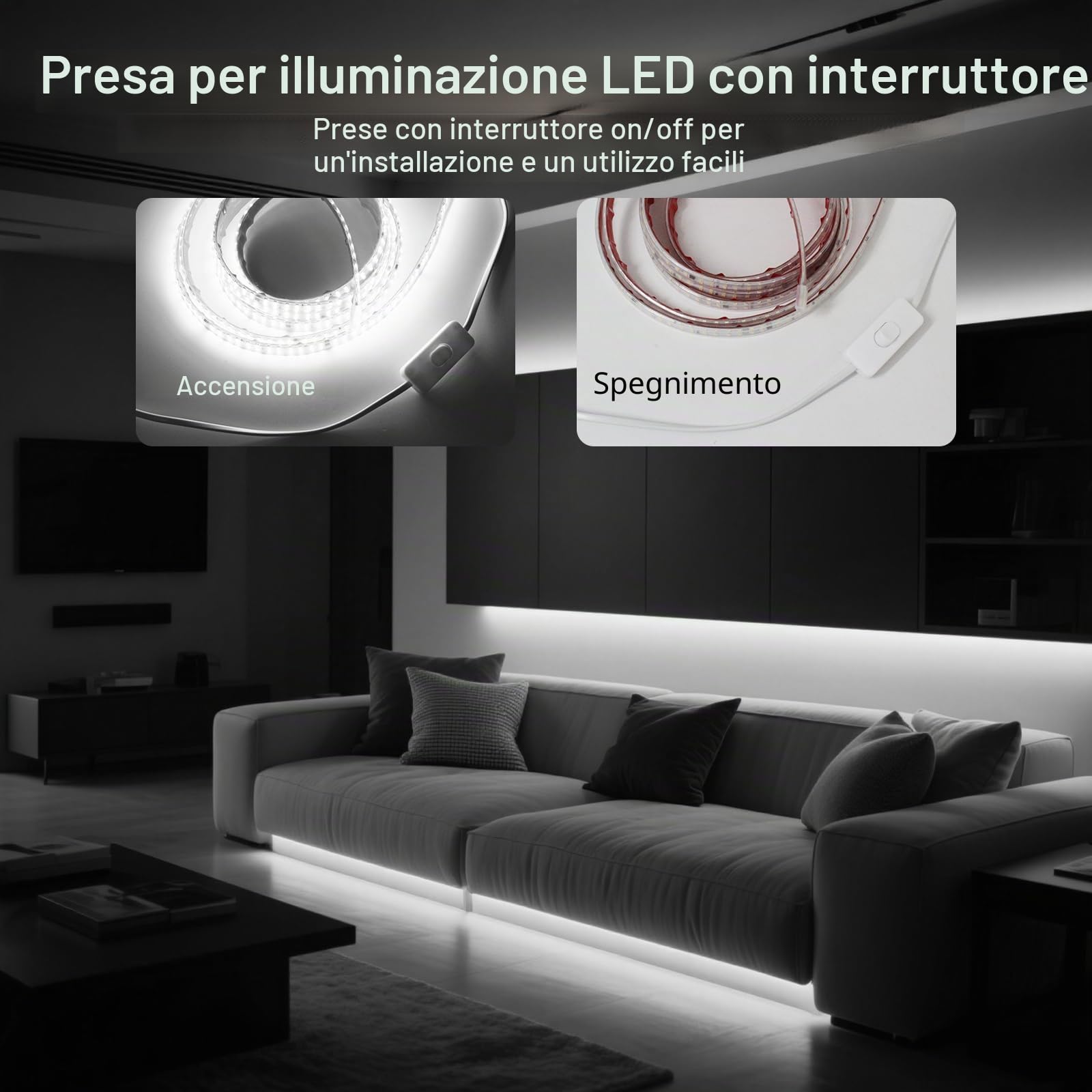 pcning IP65 Impermeabile Strip LED Adesiva 220V 3M 2835 240 leds/m Flessibile Striscia Bianco Freddo 6000K, Strisce LED 220 Volt da Esterno 3 Metri (Bianco Freddo, 3M)