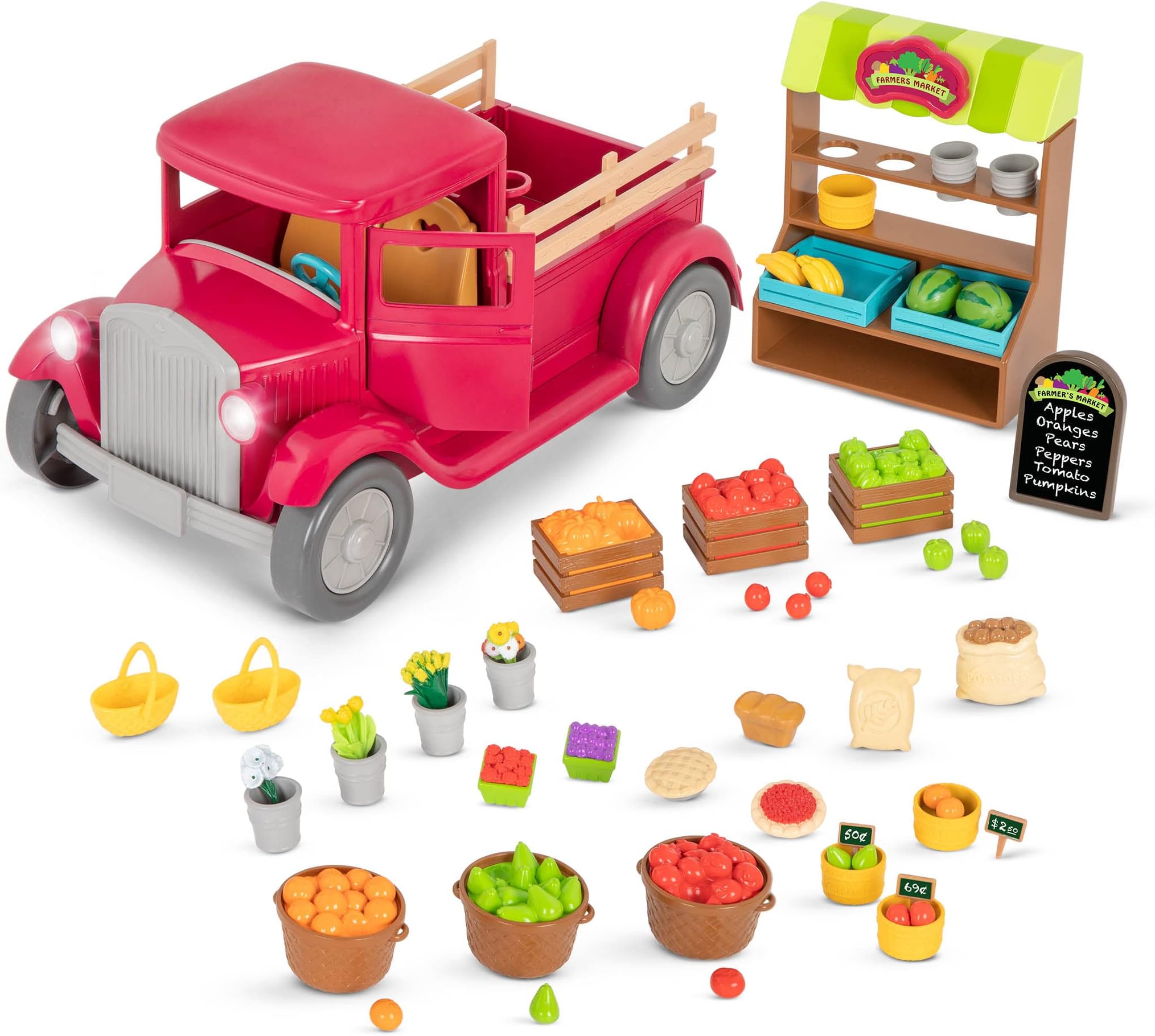 Li'l Woodzeez – Farmer's Truck Playset – Doll Playset with Toy Truck, Miniature Food & Accessories – Compatible with Doll Figures – Pretend Play Gift for 3+ Years Years
