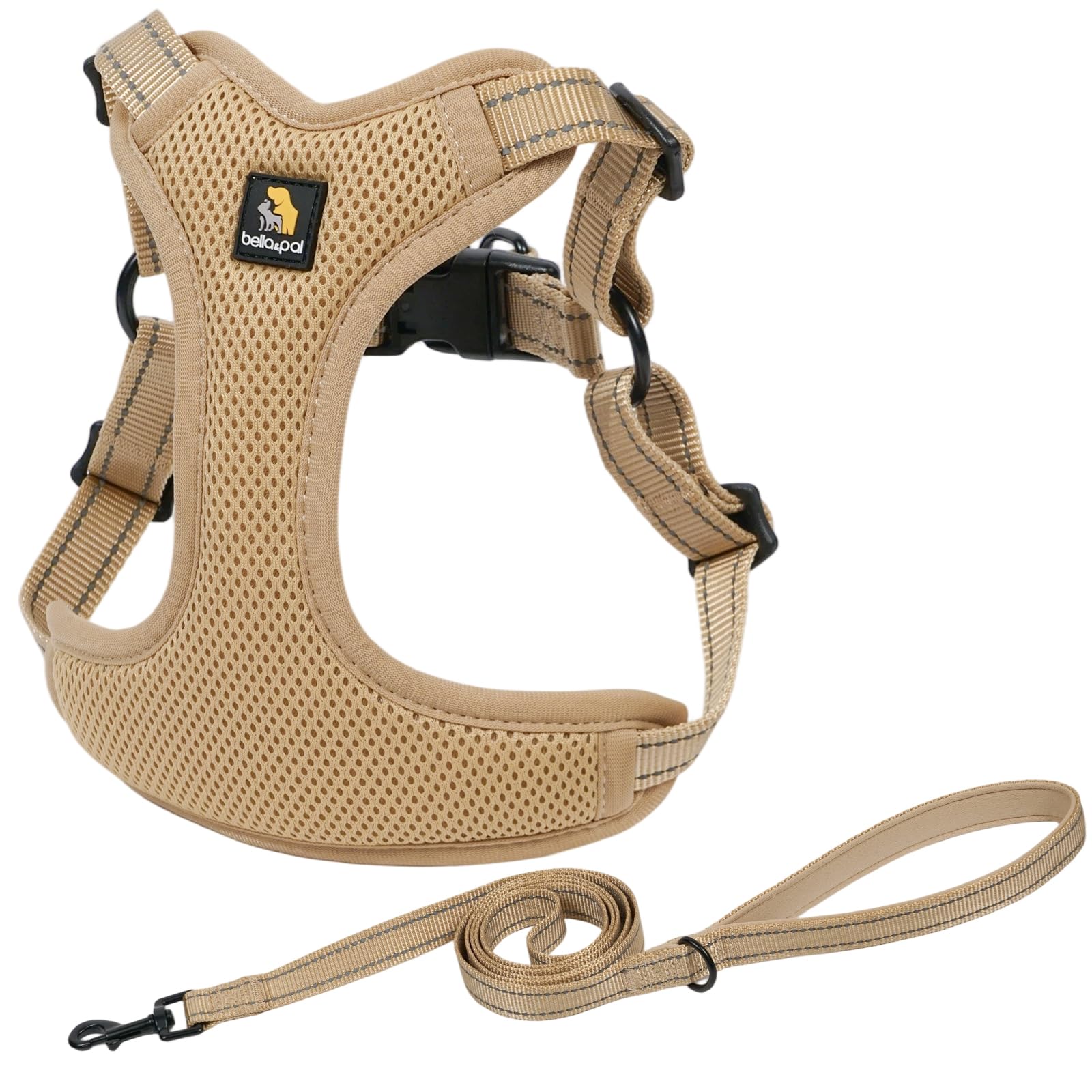 BELLA & PAL Dog Harness and Leash Set, Adjustable Step-in Puppy Harness, No-Pull Vest for XS/Small/Medium Dog, Breathable Air Mesh, Reflective Strip, Secure Buckle Closure, Dual D-Rings