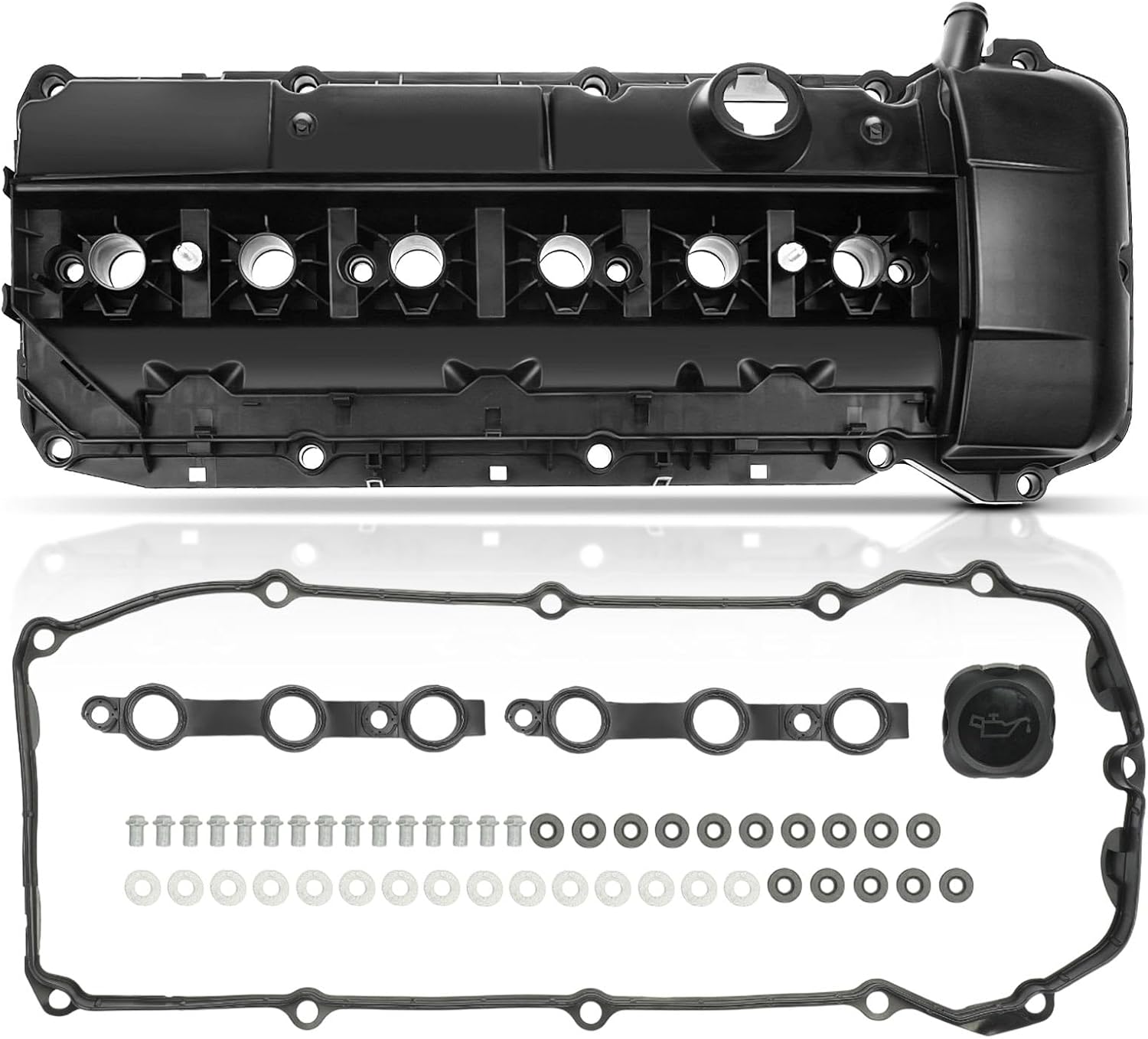 A-Premium Engine Valve Cover, with Valve Cover Gasket & Spark Plug Tube Seal, Compatible with BMW E39 E46 E53 E83 E85-2.5L 3.0L - 320i 325i 330i 525i 530i 325Ci 330Ci 325xi 330xi X3 Z4# 11127512839