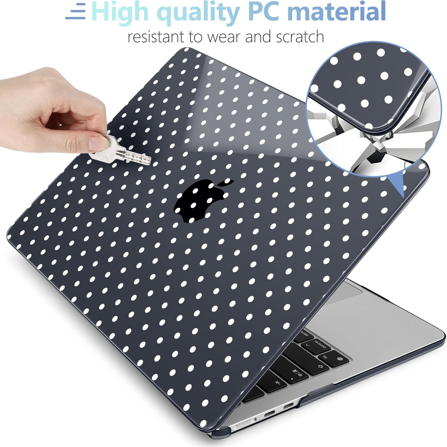 MEEgoodo for M4/M3/M2 MacBook Air 15.3 inch Case 2025 2024 2023, Case Fit Model (A3241/A3114/A2941) for MacBook Air 15 inch, Laptop Hard Shell with Keyboard Cover, White Polka Dot - Image 4