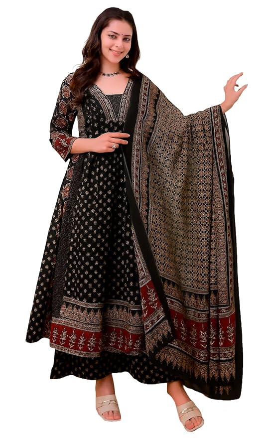 KLOSIA Women’s Printed Anarkali Kurta Set with Dupatta | Elegant Ethnic Wear for Every Occasion