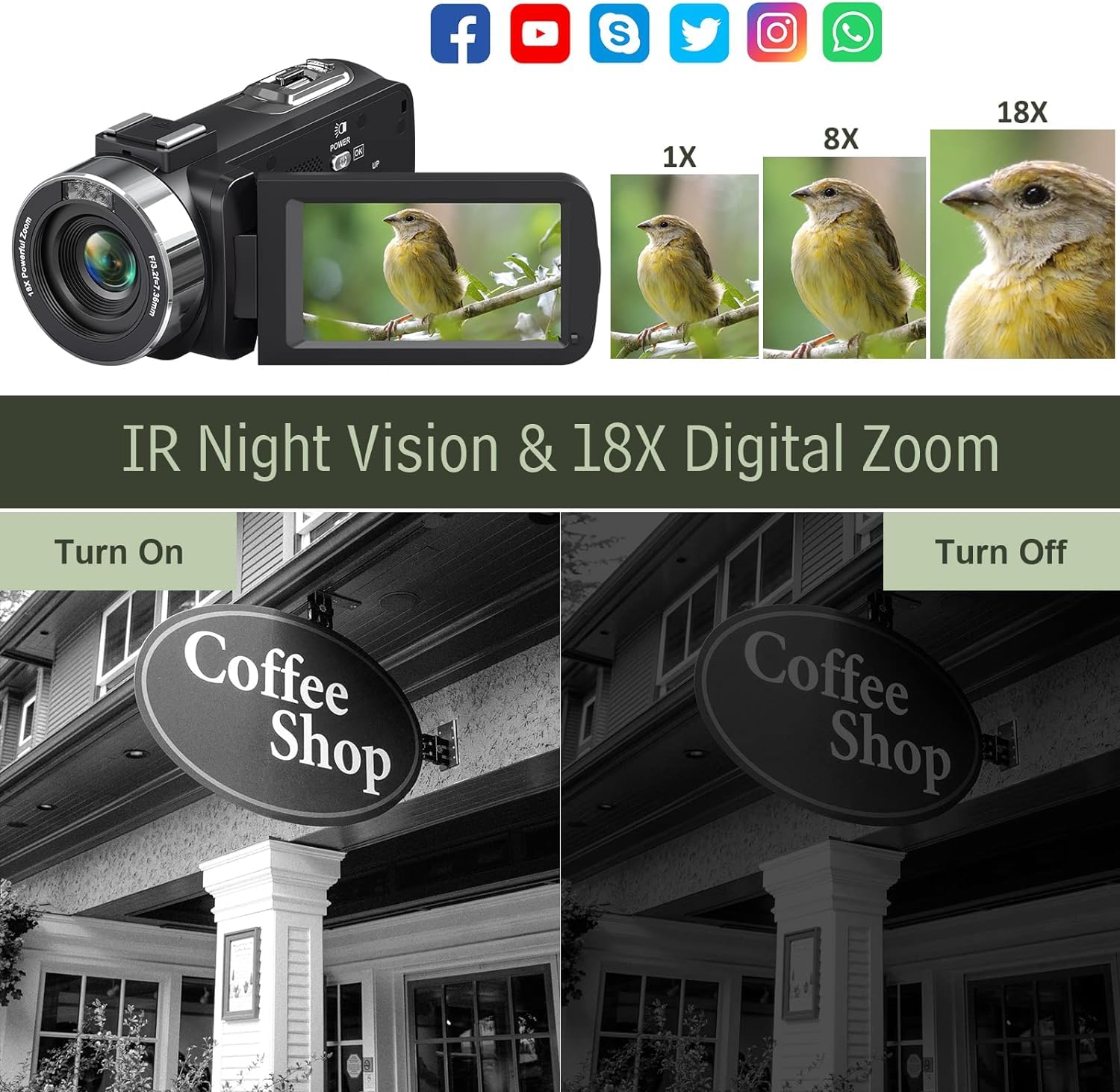 Aazon.co : ORDRO 5K Video Caera Cacorder, 56P UHD WiFi IR Night Vision Vlogging Caera For