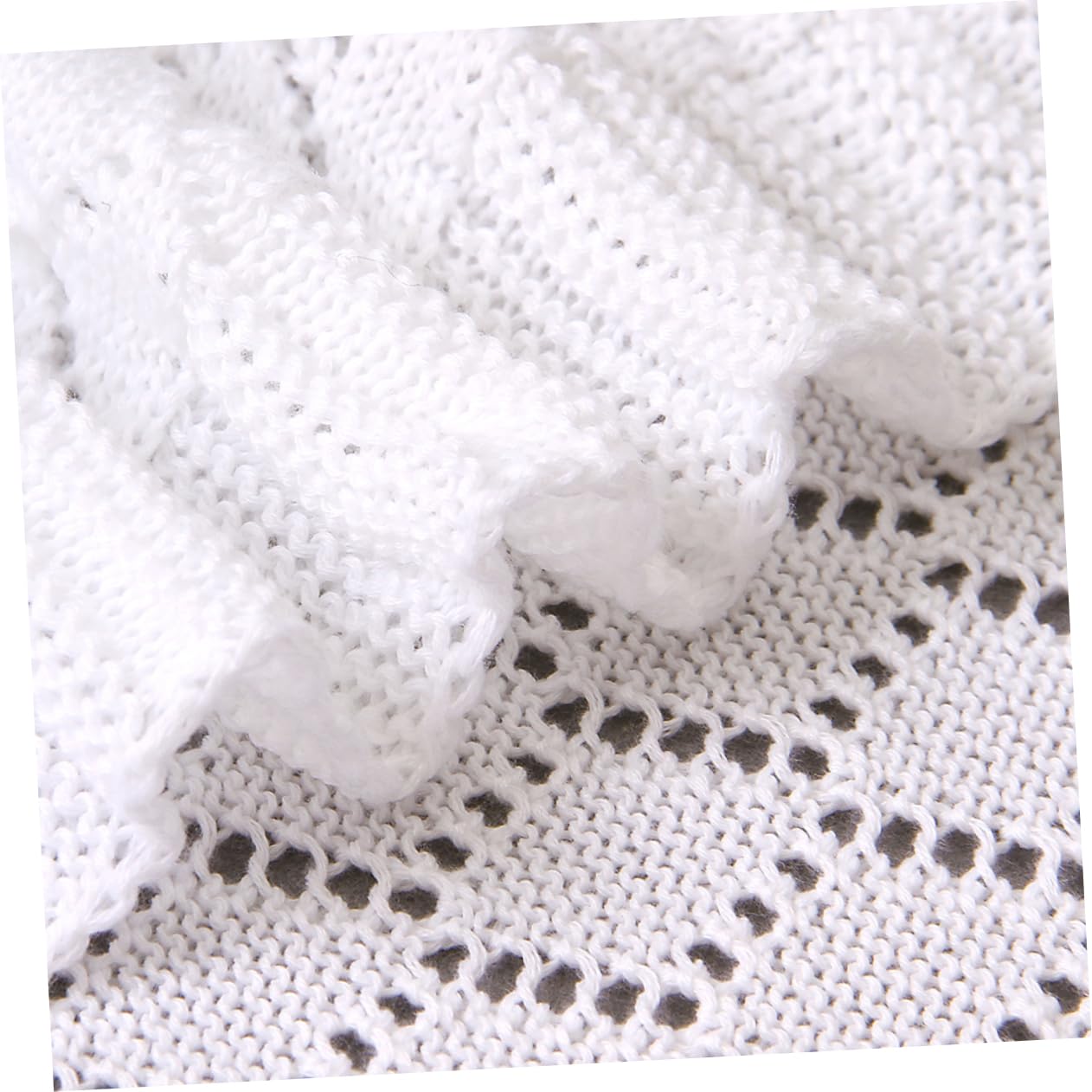 ibasenice Coperta Maglia Per Autunno Inverno e Leggera Coperta Per Passeggino e Lettino Design Intrecciato e Traspirante Colore Sbiancato