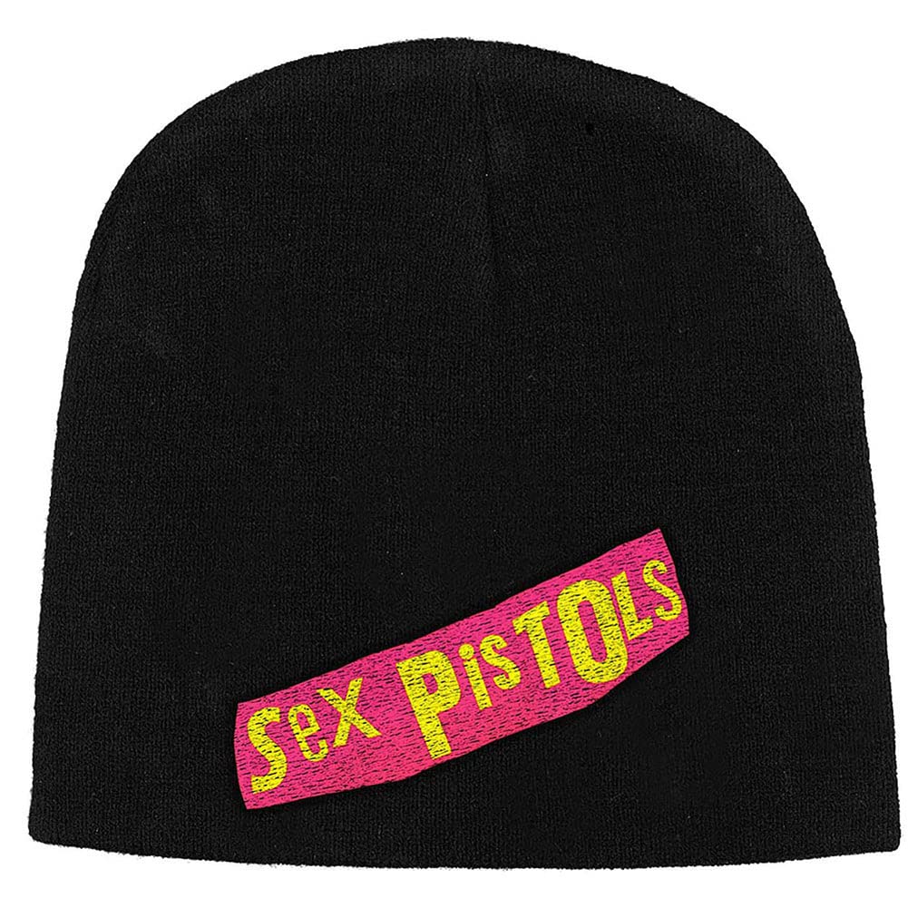 Rock Off Officially Licensed Products Men's Black Sex Pistols 'Logo' (Black) Beanie Hat