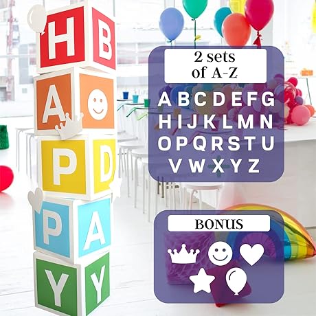 Rainbow Party Decorations - Custom Letter Boxes for Personalized Name and Fun Cutouts