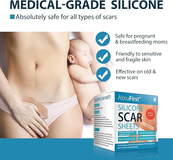 Silicone Scar Tape(1.6 60 Roll-1.5M), Medical Silicone Scar Sheets, Strips, Scars Away, Effective Professional Scar Removal Sheets for Keloids, Tummy Tuck, C-Section, Acne, Burn et
